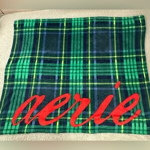 Aerie Plaid Green, Blue , Red Polyester 58" X 46"Throw Blanket